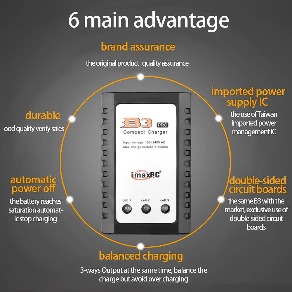 Kebidu IMAX RC B3 Pro Compact Balance Charger for 2S 3S 7.4V 11.1V Lithium LiPo Battery For Limskey Power | Электроника