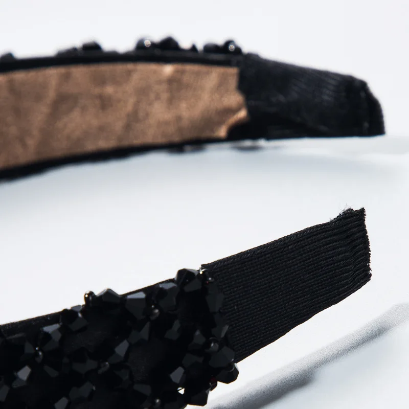 

Luxury Crystal Braided Headbands for Women Popular Solid Rhinestone Hairband Black White Hair Hoop Woman Elegant Headdress