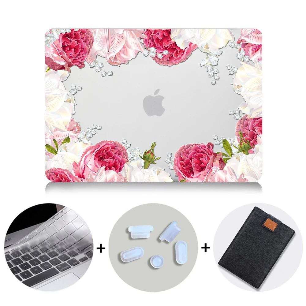 MTT чехол с цветами и кристаллами для Macbook Air Pro retina 11, 12, 13, 15, твердый цветочный чехол для mac book Pro 13,3 дюймов, сумка для ноутбука - Цвет: MB08