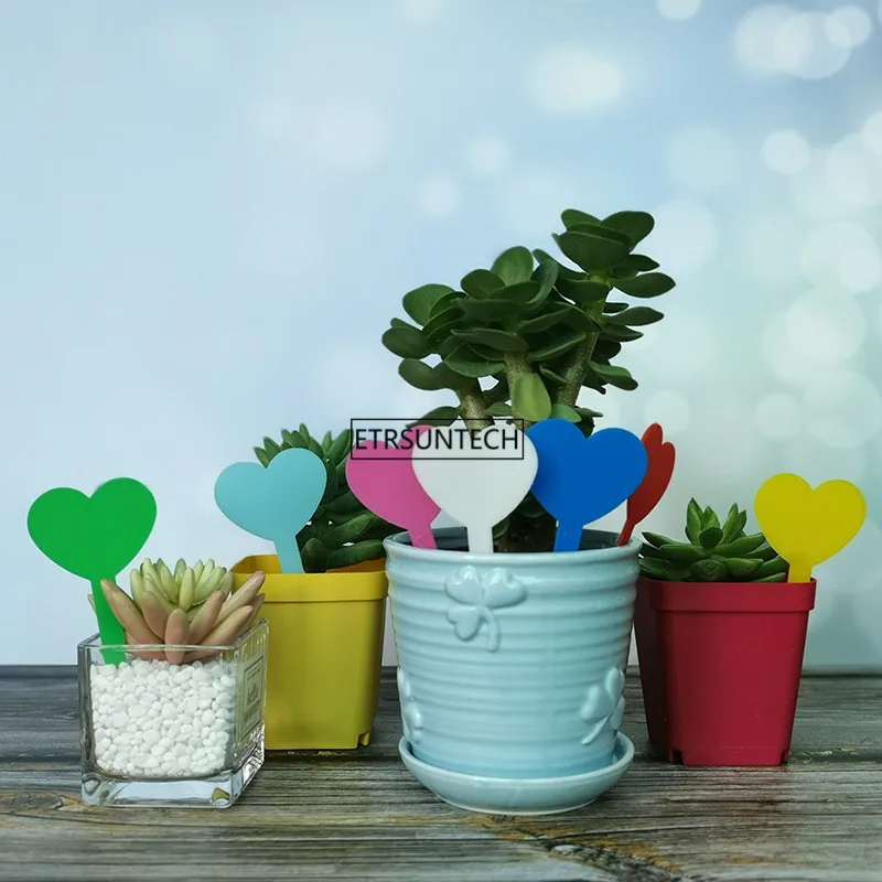 

30Set Label Plastic Plant Type Garden Flower Plant Pot Thicken Plastic Plant Tags Heart-shaped Gardening Tags