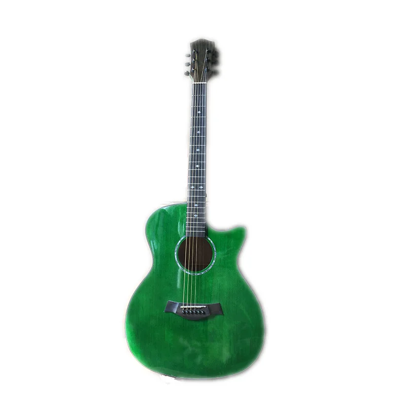 light green Ручной работы 41 дюймов гитара Твердые ель орех Акустическая гитара черный гитара пятно AGT116 - Цвет: light green
