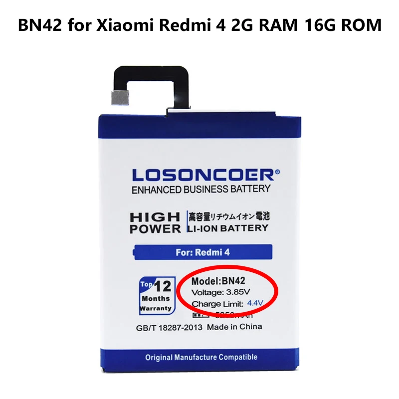 BN42 4800 мАч-5450 мАч BN41 BN41L BN41H BN42 BN43 BN44 BN47 Батарея для Xiaomi Redmi 5 plus 5,9" Note 4/Note 4X Pro Helio X20 RedMi 6 - Цвет: BN42