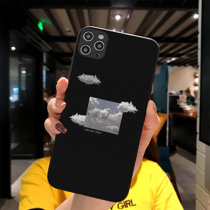 

For iPhone Use Your Brain Letters Print Soft Matt Apple Case 6 7 8 11 12 Plus Pro X XR MAX 2021 Cover