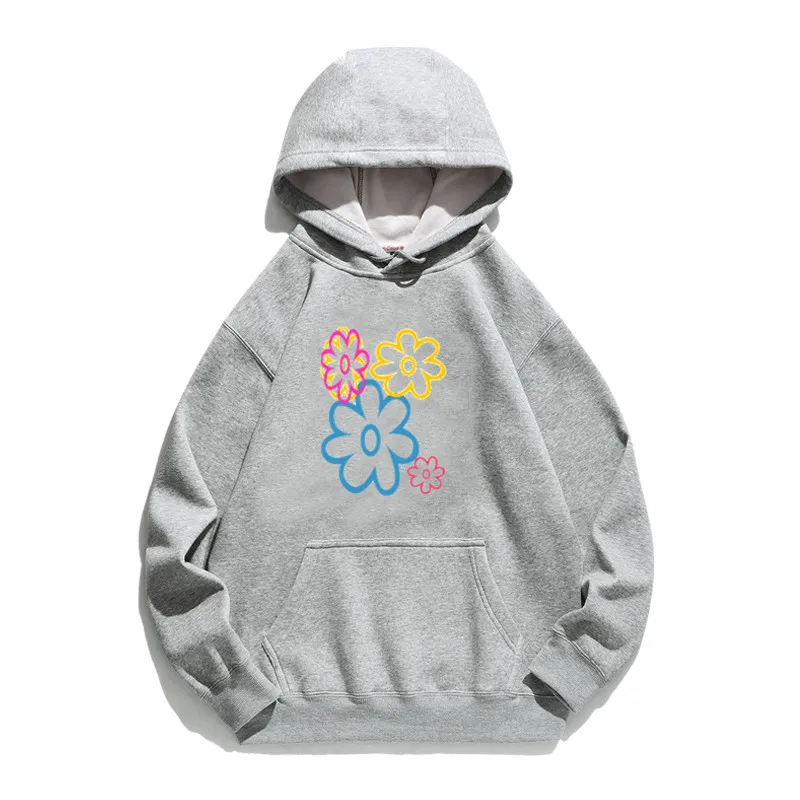 

Women Hoodie Colorful Flower Printed Hoodies Women Fleece Long Sleeve Loose Sweatshirt with Hat Girls Pullovers Winter