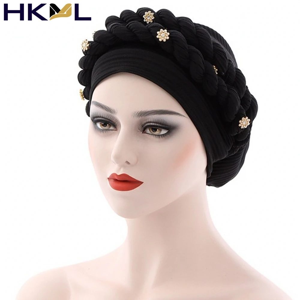 

African Accessories Turbans for Women Soft Pre-Tied Knot Fashion Pleated Turban Cap Beanie Headwrap Sleep Hat