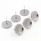 (Не выцветает) 12 мм 10 шт.лот, утолщенные серьги-гвоздики из нержавеющей стали, пустыеБазовые серьги, подходят для стеклянных Cabochons-X5-32 12 мм