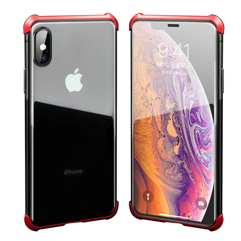 Безрамный Магнитный адсорбционный чехол для iPhone XS MAX XR X стеклянный металлический