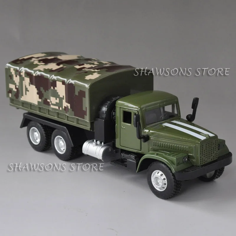 1:43 литая под давлением Военная Игрушечная модель грузовика советская GAZ-51 бортовой автомобиль откатная копия w/звук и светильник - Цвет: Зеленый