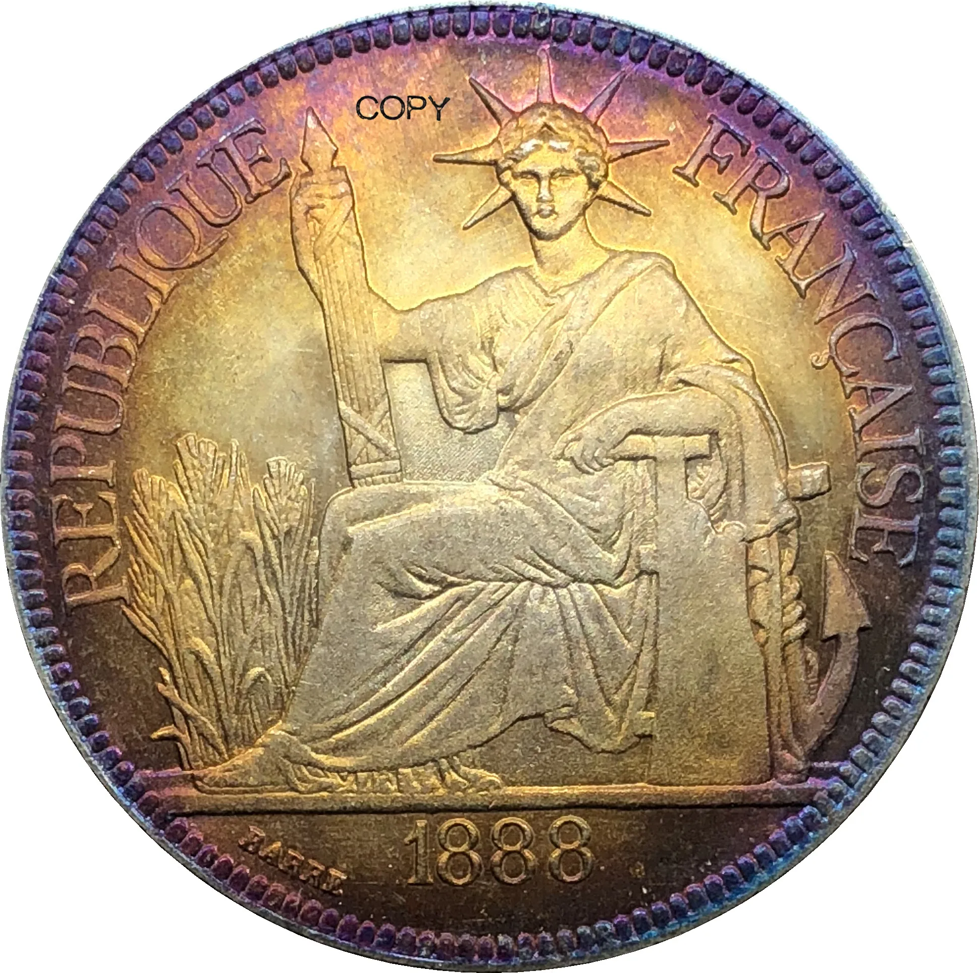 Монеты с посеребрением, французский Индокитай 1888 A 1, пиастровая коммерция