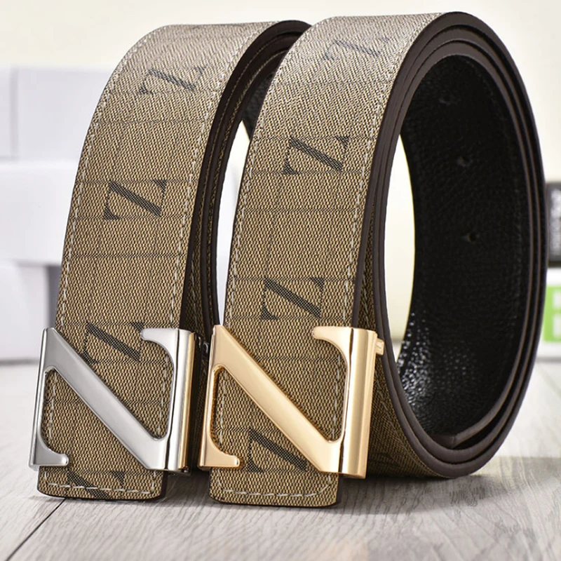 Aoluolan Cow Genuine Leather Belts for Men z Smooth buckle High Quality Male Belt Strap Waistband Dress Jeans Belts images - 6