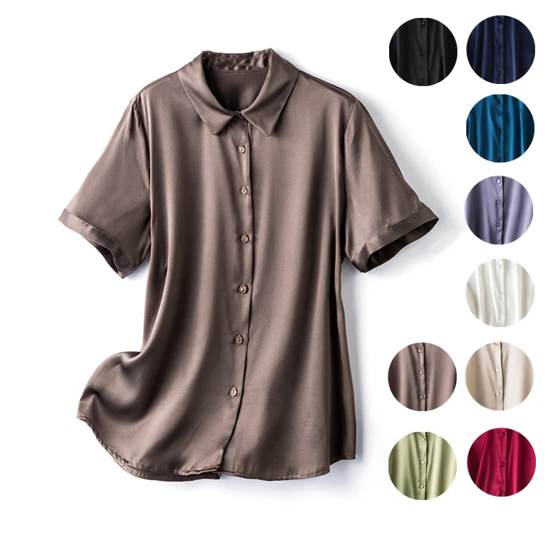 Birdsky, Summer 1PC natural mulberry pure silk Women shirts blouse casual Top, bat short sleeve, big dots print. S-222