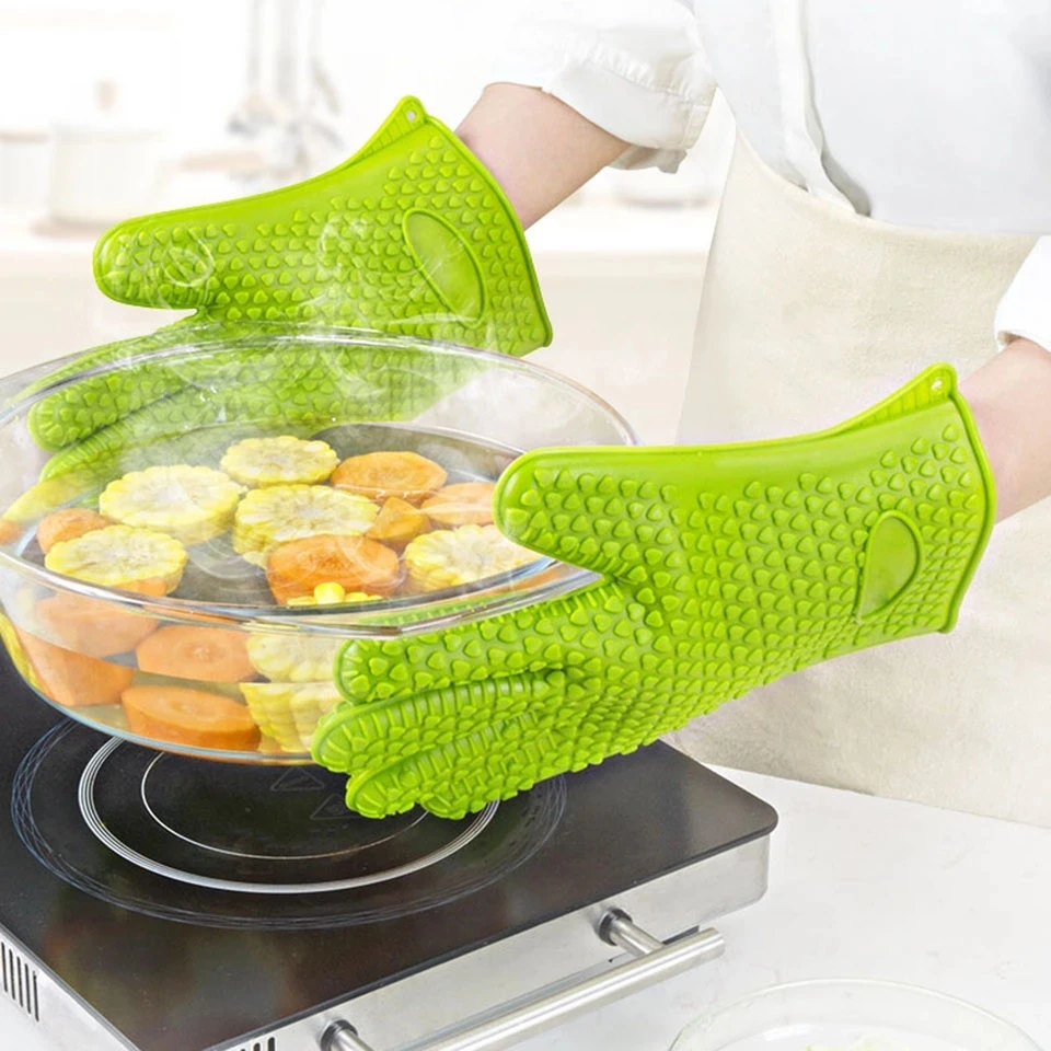 

Oven Mitt Gloves Food Grade Heat Resistant BBQ gloves Silicone Kitchen Baking