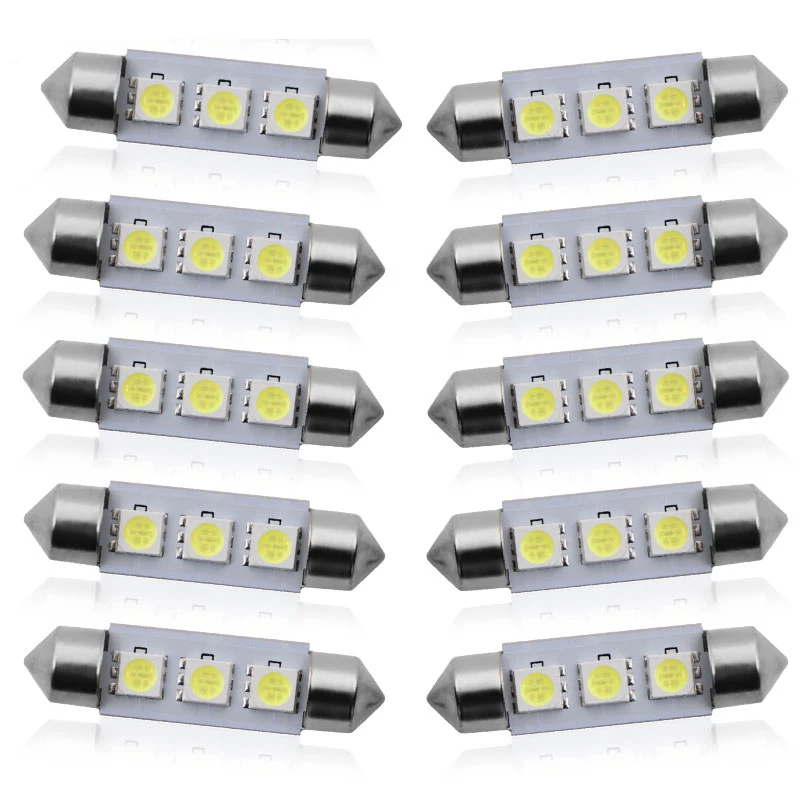 10 шт. Автомобильные светодиодные C5W 5050 3 Smd 3Smd 31 мм 36 мм 39 мм 41 мм Dc 12 В лампа для внутреннего корпуса двери свет лампочка указателя поворота