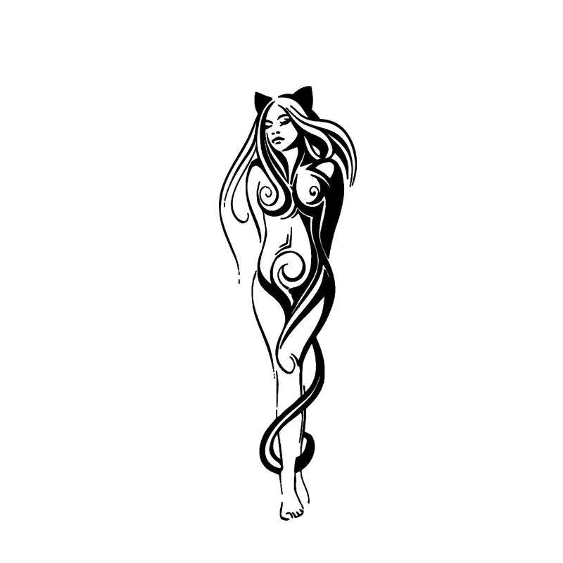 

Comfortable Girl Art Design Fantastic Style Car Sticker High Quality Fashion Excellent Design Pvc Sticker Black/white, 13cm*4cm
