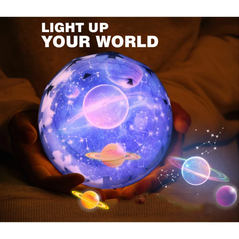 Светодиодный со звездным небом ночным пейзажем светильник Planet с изображением