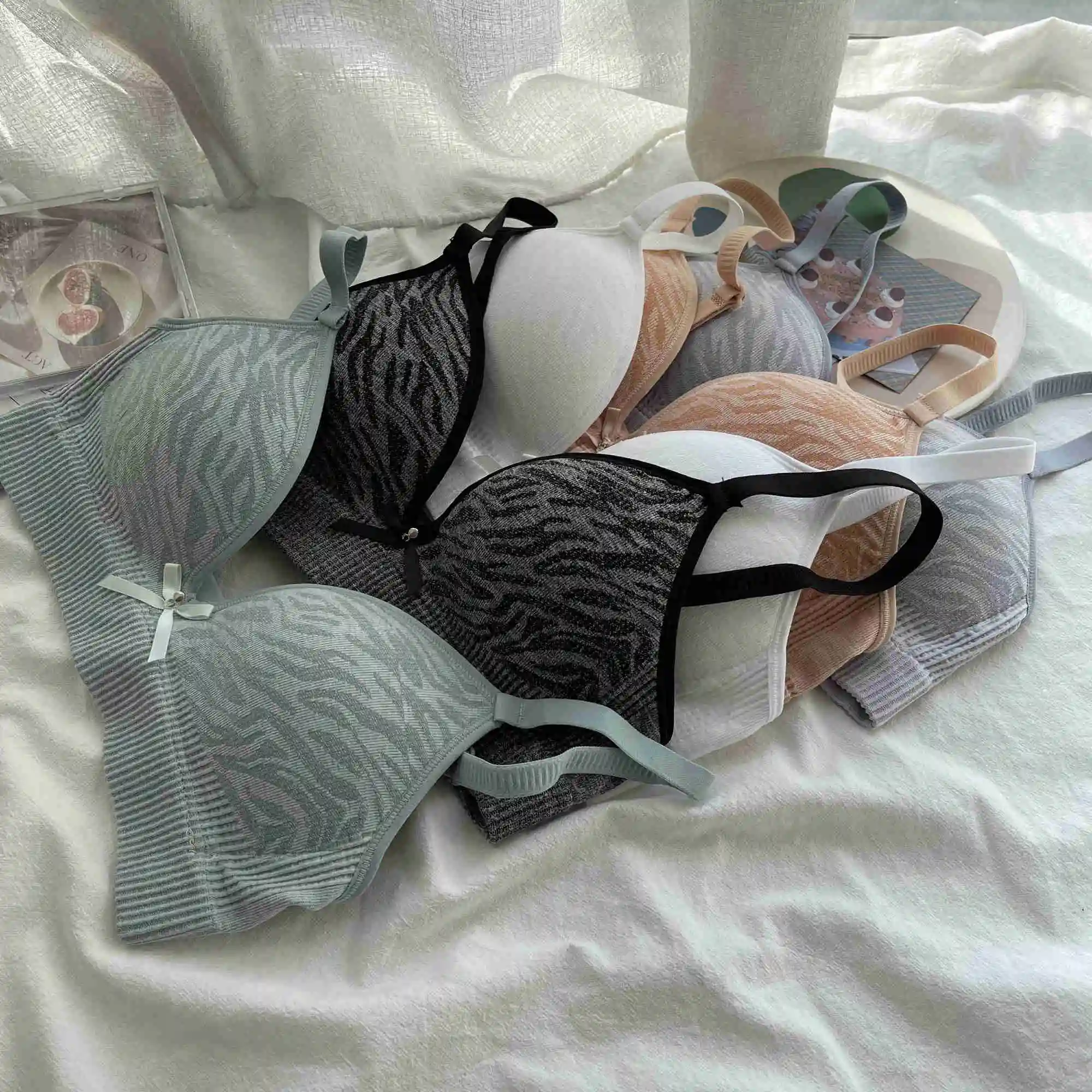 Женское нижнее белье с принтом зебры тонкий бюстгальтер без стальных колец