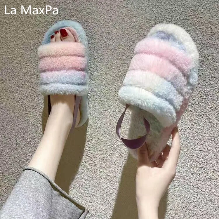 

Women Slippers Winter Shoes Flat Sweet Home Slippers leopard Woman Indoor Fur Warm Soft Slip On Black Pink Grey Female Slipper