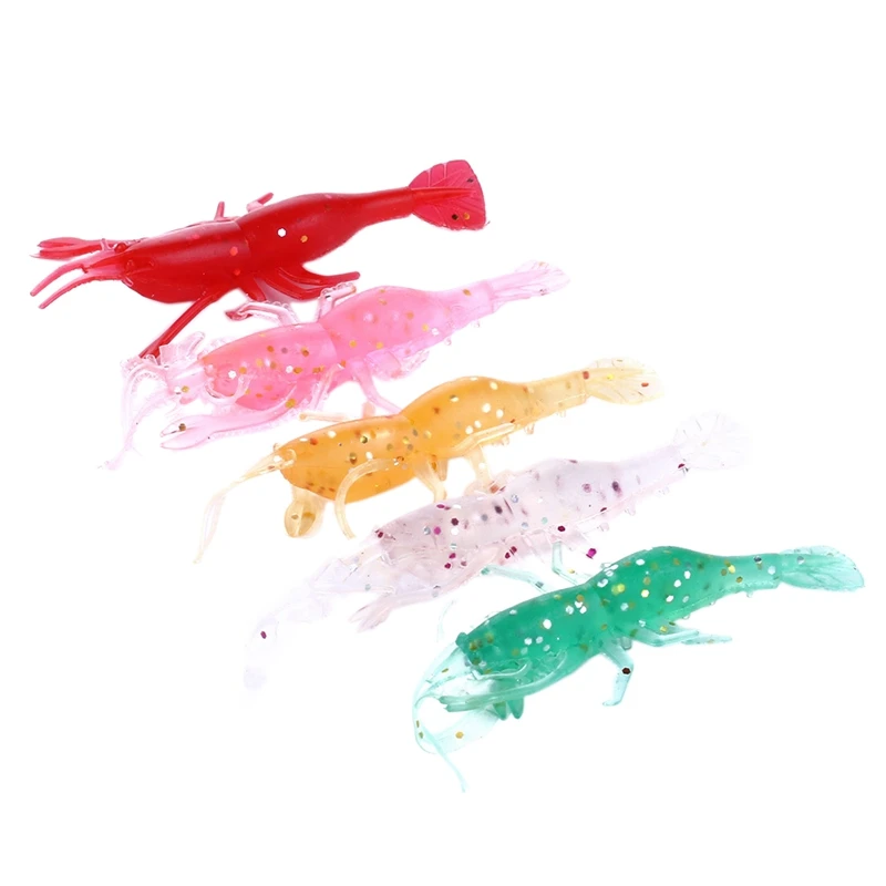 20Pcs Shrimp Fishing Simulation Soft Prawn Lure Hook Tackle Bait Sea Fishing Lures