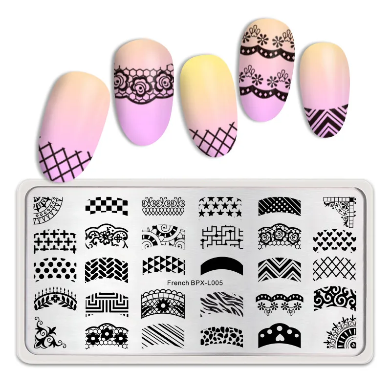 BORN PRETTY Rectangle Stamp Template Nail Plates Christmas Halloween Floral 12*6cm Art Image Plate BPX-L001-L012 | Красота и здоровье