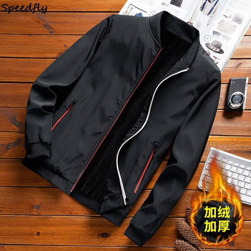 

Jacket men's spring, autumn and winter plus fat to increase fat plus velvet thick loose handsome clothes casual jacket ALG-1955