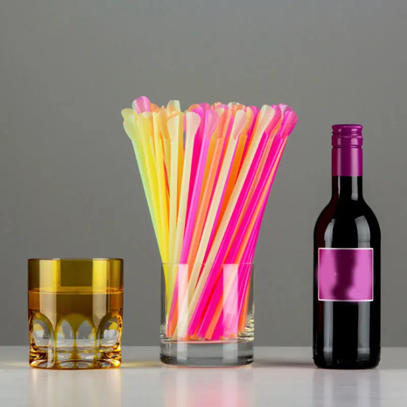 

50Pcs/lot Disposable Straws Flexible Plastic Drinking Straws Fluorescent Straws Party Bar Club DIY Drink Straw Bar Accessories