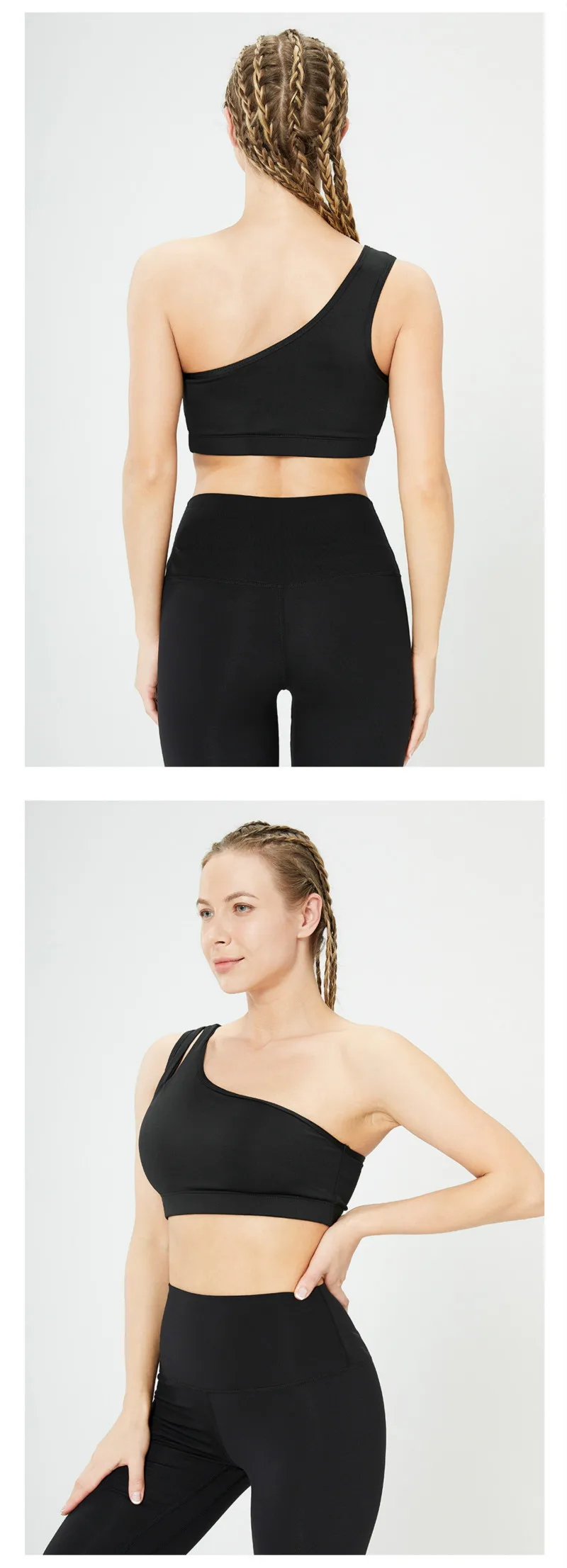 

Summer One-Shoulder Sports Underwear Women's Beauty Back Solid Color Sport Bra Yoga Vest Wicking Crop Top Fitness Sportswear New