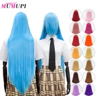 Длинный прямой парик аниме MUMUPI, косплей, Лолита с челкой, синтетический синий, розовый парик Лолиты, легко сочетается с аниме, парики вечерние для женщин