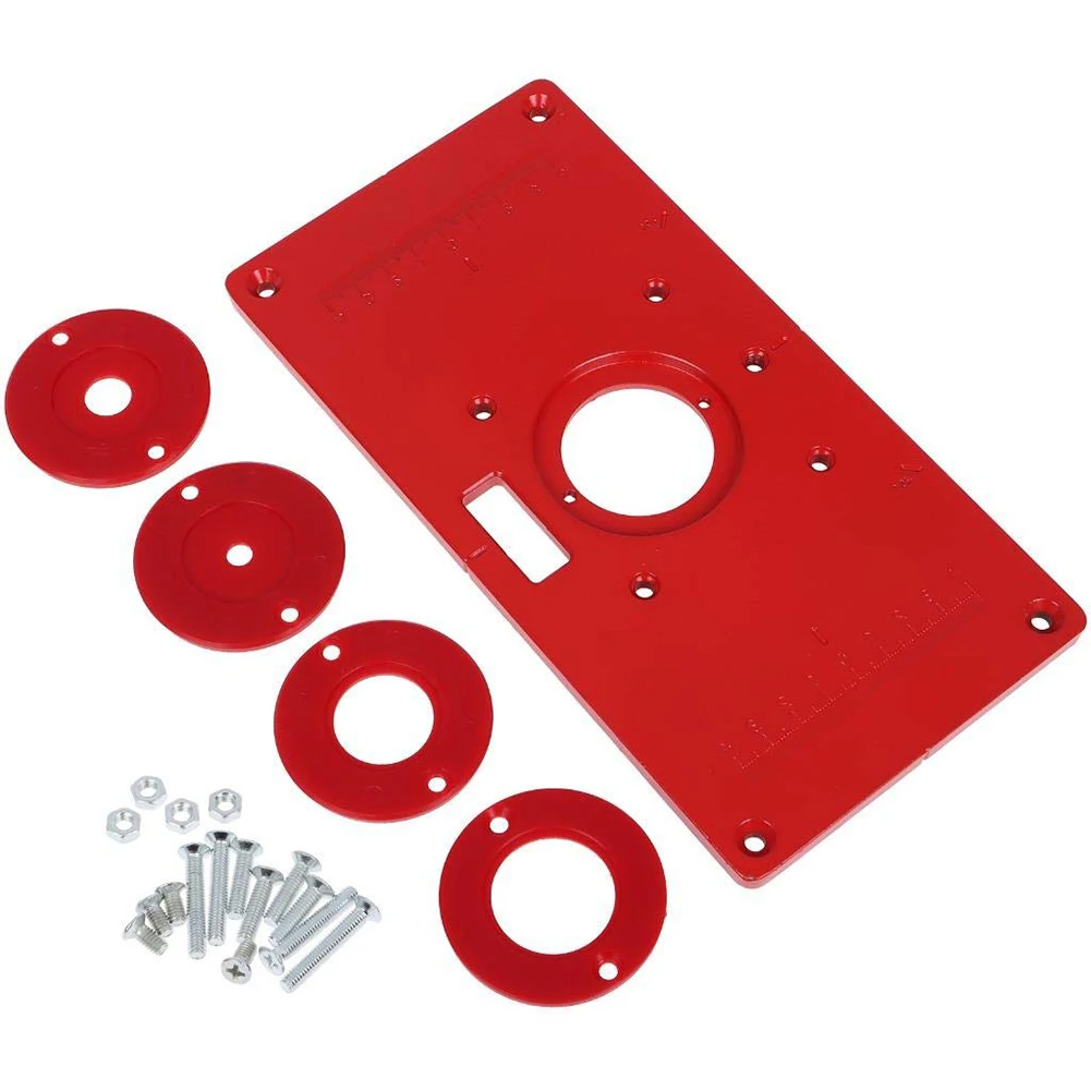 

Aluminum Router Table Insert Plate Set Insert Screws for Woodworking Benches 235x120x8mm Router Table Insert Plate w/ 4 Rings