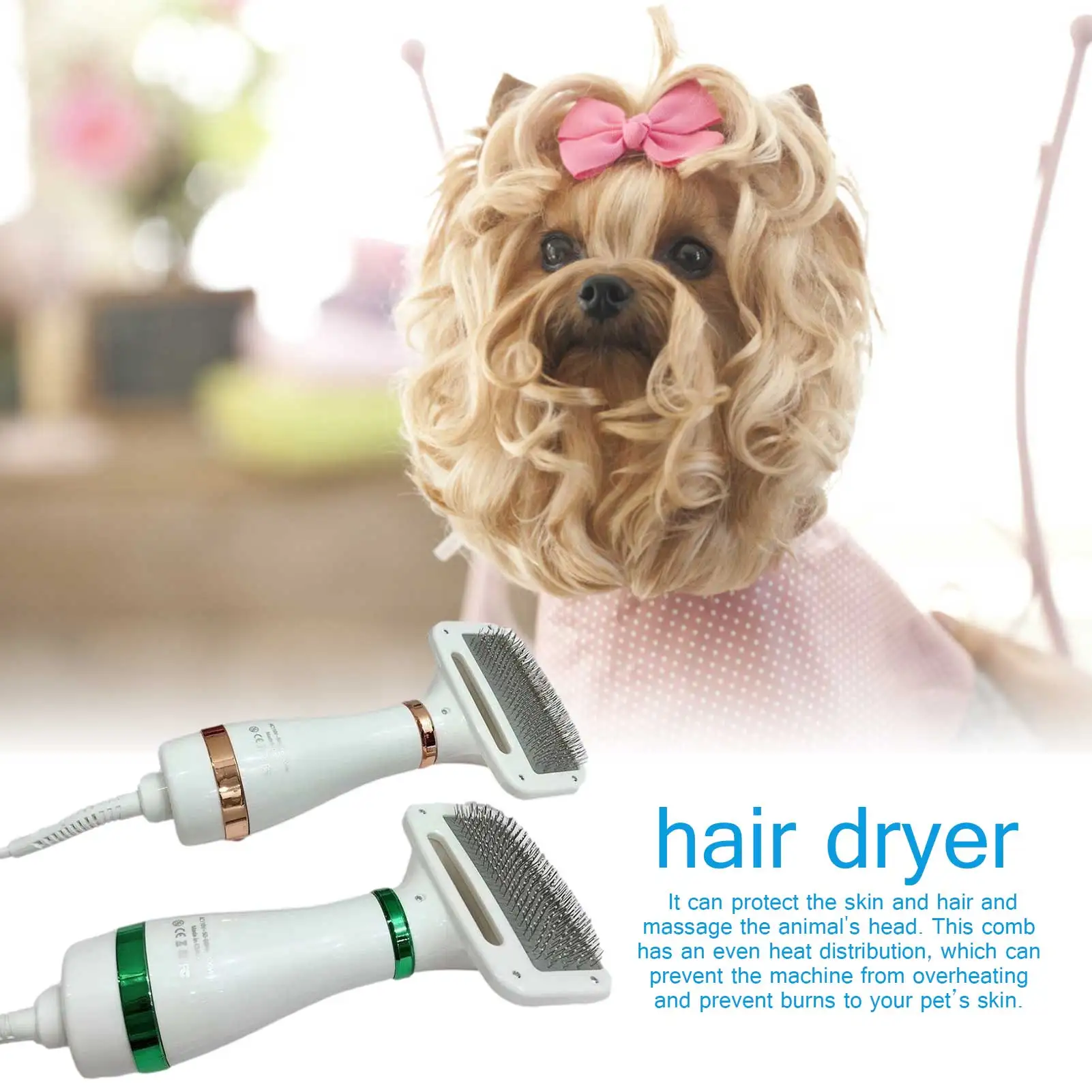

Переносная сушилка для собак 2-в-1, фен для собак с регулировкой температуры и низким уровнем шума, фен для домашних питомцев, расческа для ух...