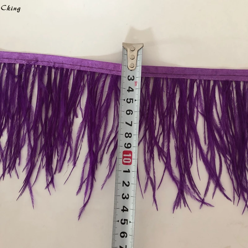 

10 Meter Width 10-15 CM Fancy Soft Fluffy Dyed Purple Ostrich Feather Ribbon Lace Trim Christmas Party Garment Decoration Strip