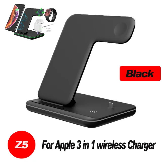 Z5 black 3 в 1 Qi Беспроводное зарядное устройство 15 Вт док-станция держатель для Apple Watch подставка для iPhone Xr X XS быстрое зарядное устройство Настольный для Airpod - Тип штекера: Z5 black