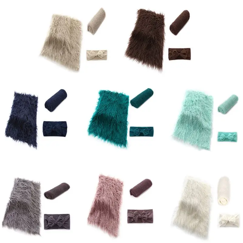 

2021 3 Pcs/set Kids Baby Wrap Headband Blanket Set Newborn Photo Photography Props A2UB