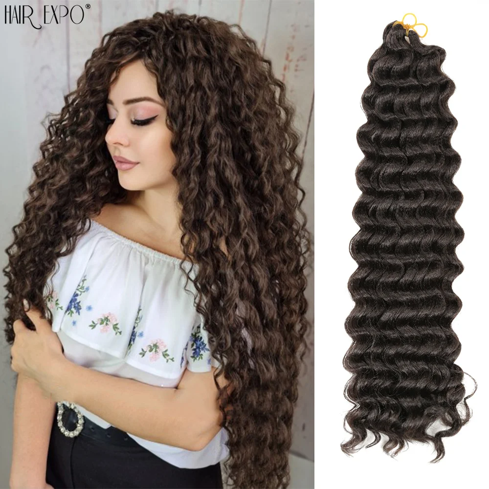 22"28"Freetress Deep Wave Twist Crochet Hair Synthetic Soft Deep Twist Braiding Hair Extensions Omber Ocean Wave Hair For Women