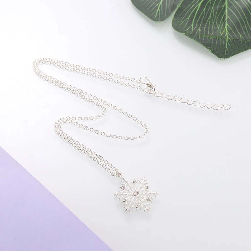 Леди природные ожерелья cо снежинками с украшением в виде кристаллов со снежным