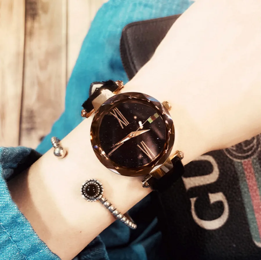 Новые модные брендовые розовые золотые кожаные женские наручные часы