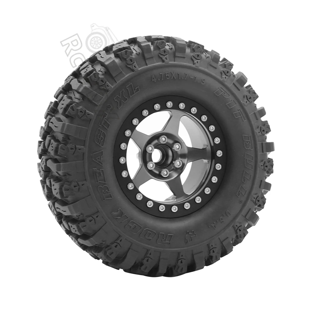 Metal 2.2 Inch Beadlock Wheels Rim Rubber Tyres for 1/10 1/8 RC Crawler  Axial SCX10 Capra 1.9 UTB RBX10 YK4082 TRX-4 images - 6