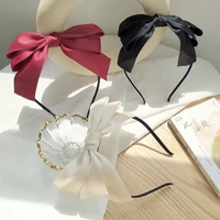 2021 elegant solid bow bezel headwear women korean headband girls vintage hairband hoop for wedding party hair bands accessories