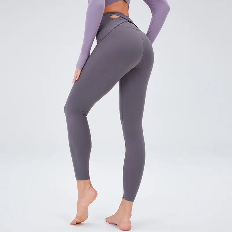 

Женские брюки для йоги с высокой талией крест-накрест дышащие велосипедные гетры высокие упругие бедра быстросохнущая Фитнес узкие брюки