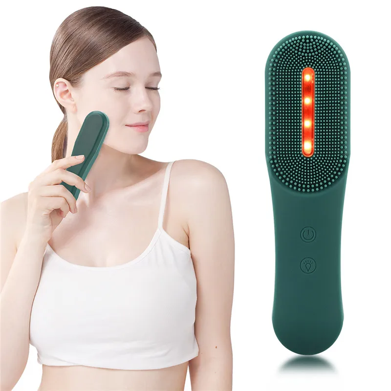 

CkeyiN LED Photon Electric Facial Cleansing Brush Sonic Vibration Mini Soft Silicone Wireless Face Phonton Cleanser Massager