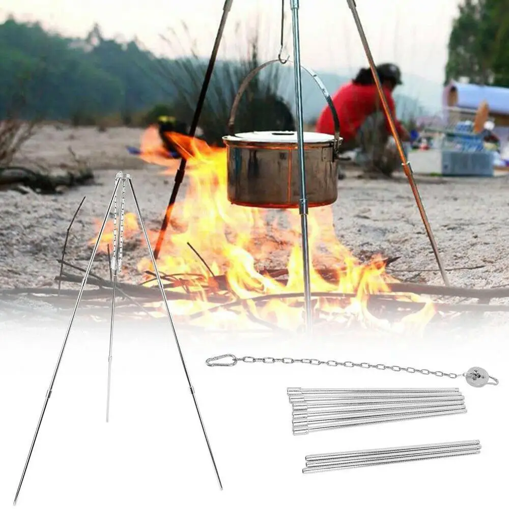 Camping Cooking Lantern Tripod Camp Fire Dutch Oven Pot Pan Holder | Спорт и развлечения