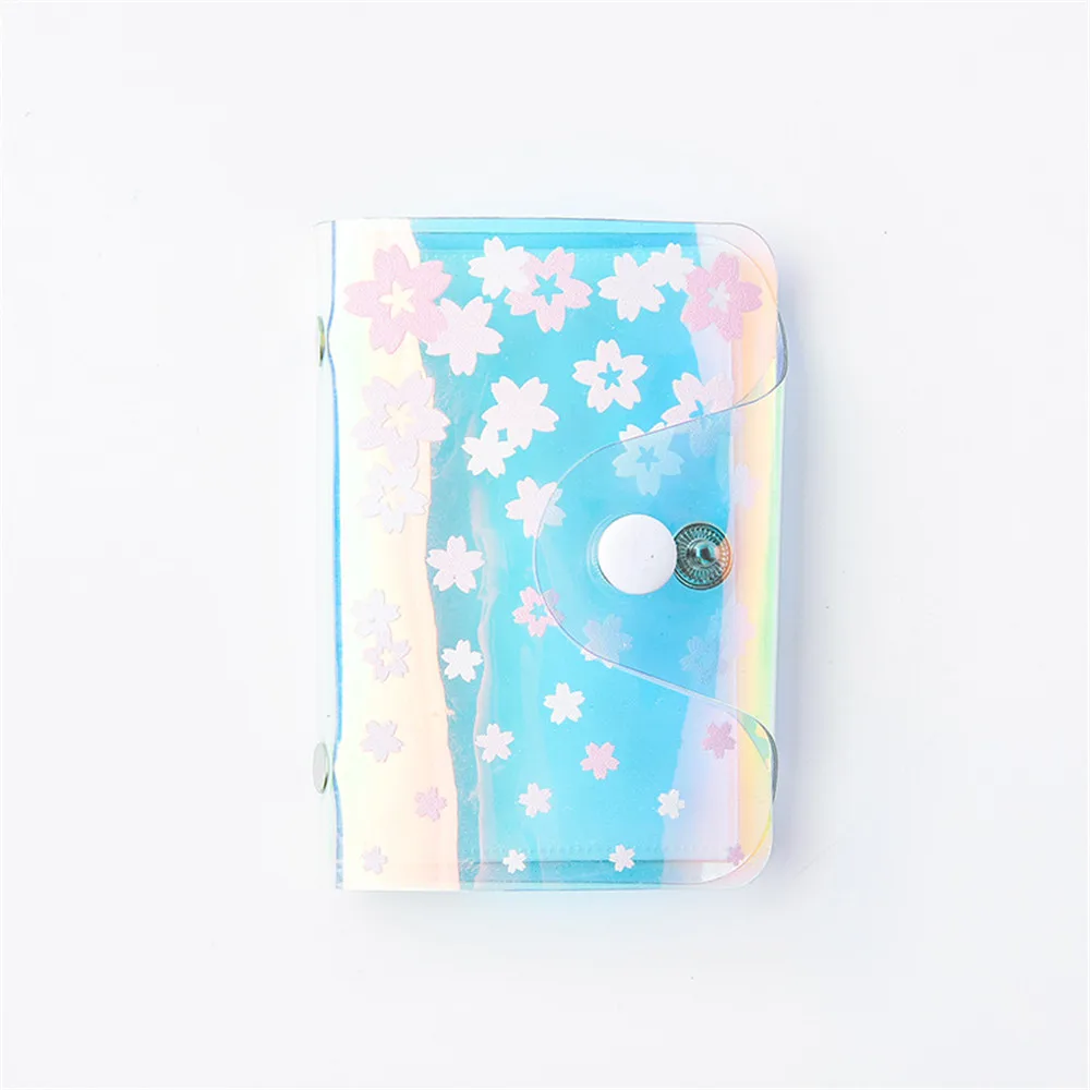 

1pcs Flashing PVC Business Card Holder Sakura Strawberry Card Holder Portable Mini Coin Purse Korea Office Organizer