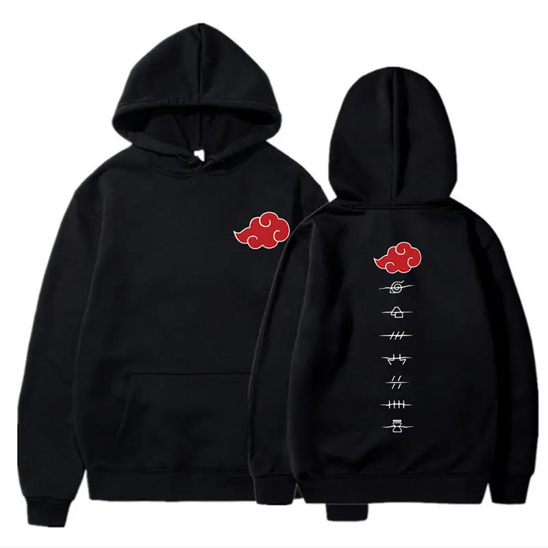 

Japanese Hot Anime Printed Hoodies Akatsuki Cloud Symbols Harajuku Sweatshirt Men Women Streetwear Oversized Pullover Hoody