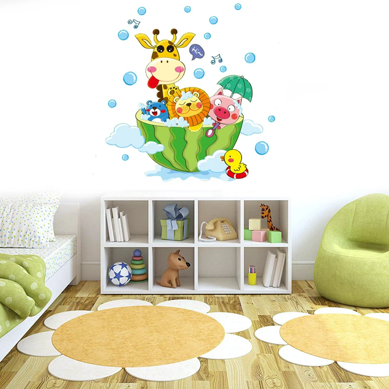 Милые животные наклейки с пузырьками для ванной комнаты детская комната
