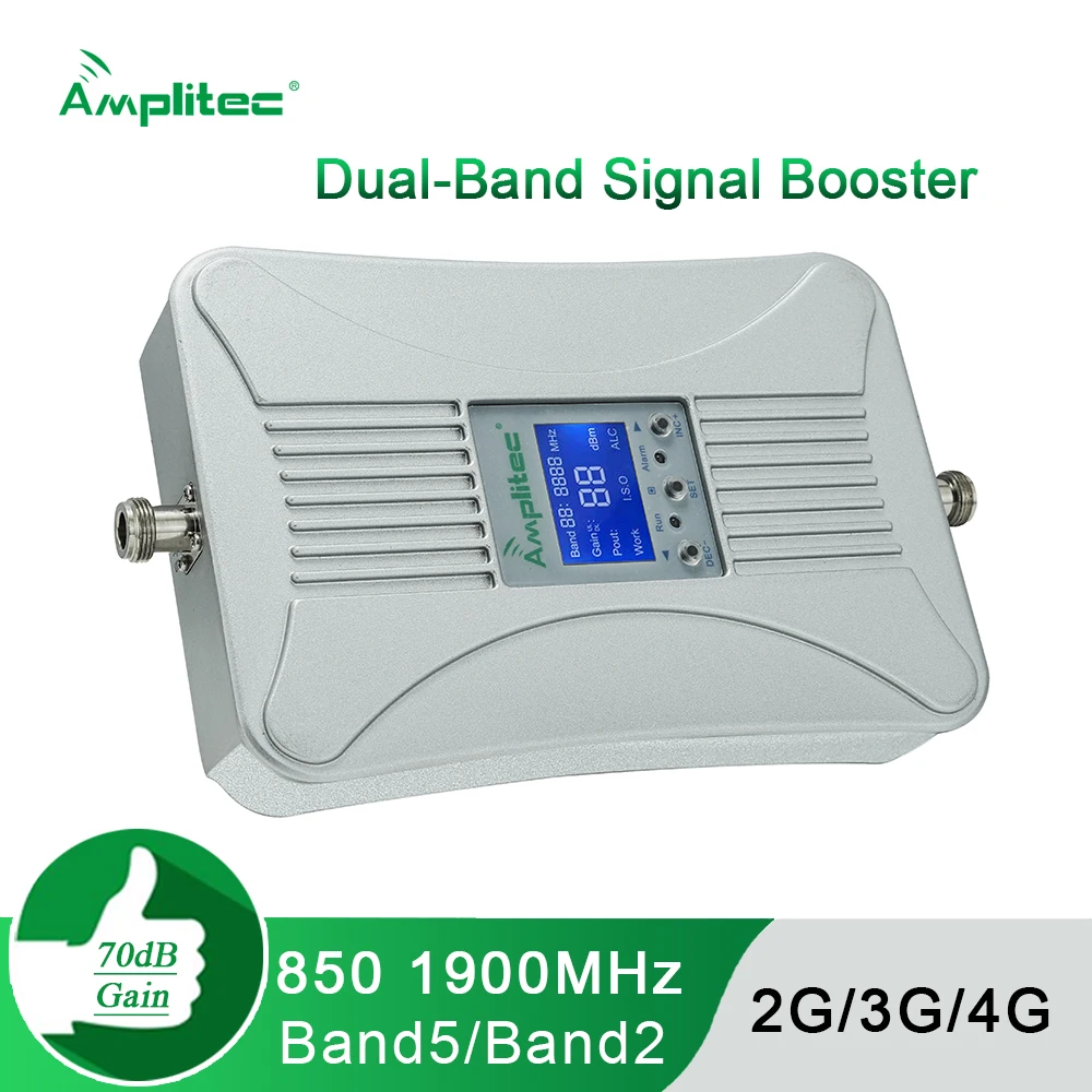 Amplitec Band B2 B5 850/1900MHz Ретранслятор 2G 3G 4G усилитель сигнала для дома двухдиапазонный