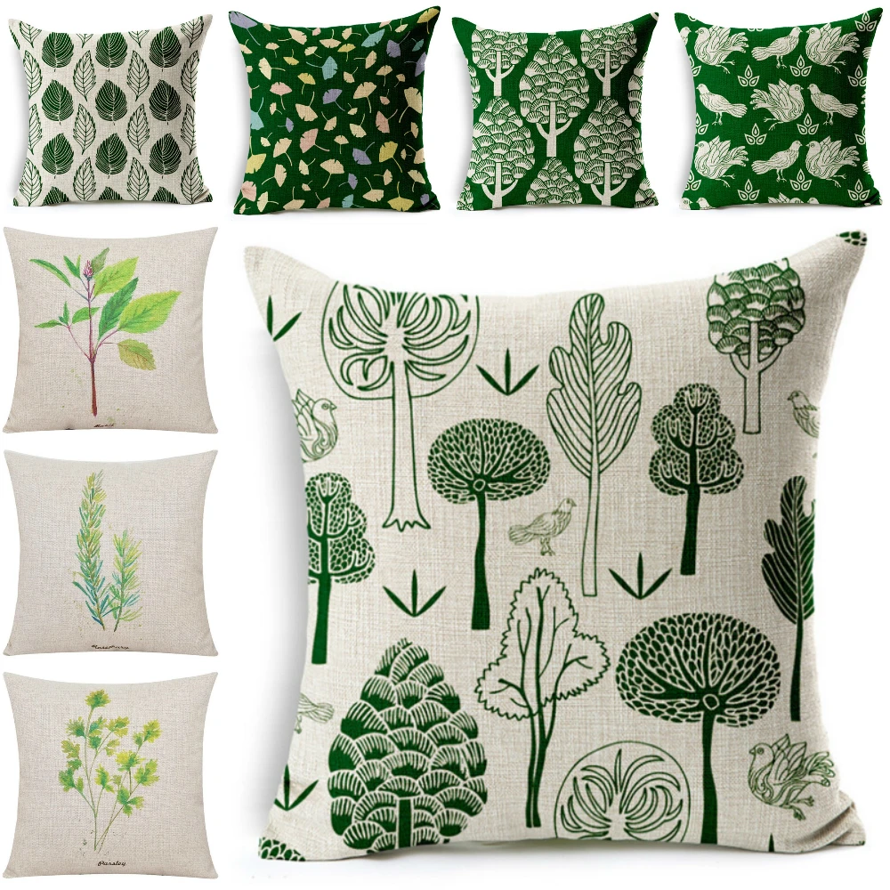 Чехол Lychee льняной с принтом листьев современный наволочка в пасторальном стиле