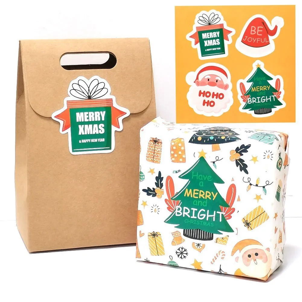 

10PCS Vintage Christmas Theme Series Badge Design DIY Seal Sticker Gift Sticker Label For Kids Gift Adhesive Tag Waterproof