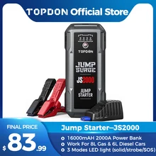 Topdon 2000A Jump Starter 12V Car Starting Device Wireless 16000Mah Power Bank Battery Start Launcher for Car Booster JS2000