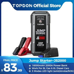 topdon 2000a jump starter 12v car starting device wireless 16000mah power bank battery start launcher for car booster js2000 free global shipping
