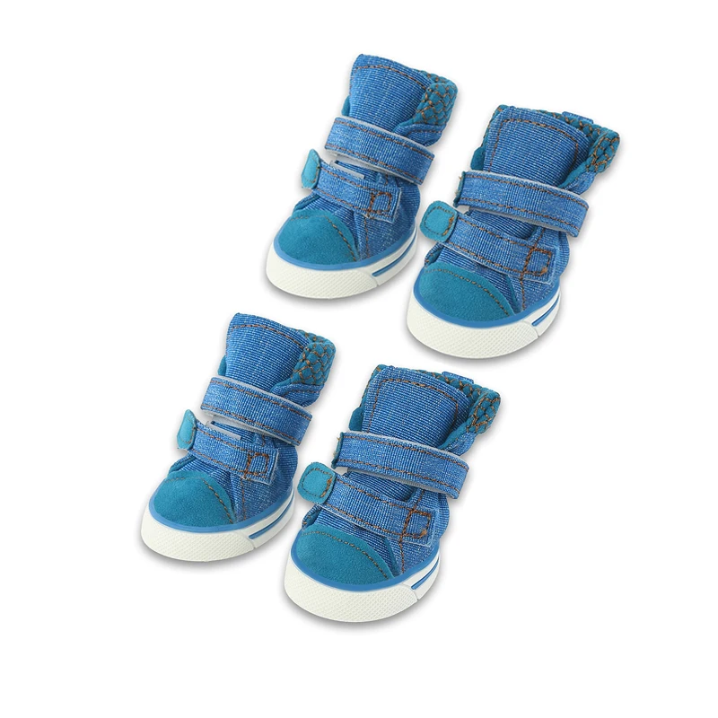 Модные зимние ботинки для собак 4 шт./компл. спортивная обувь холщовые джинсовые