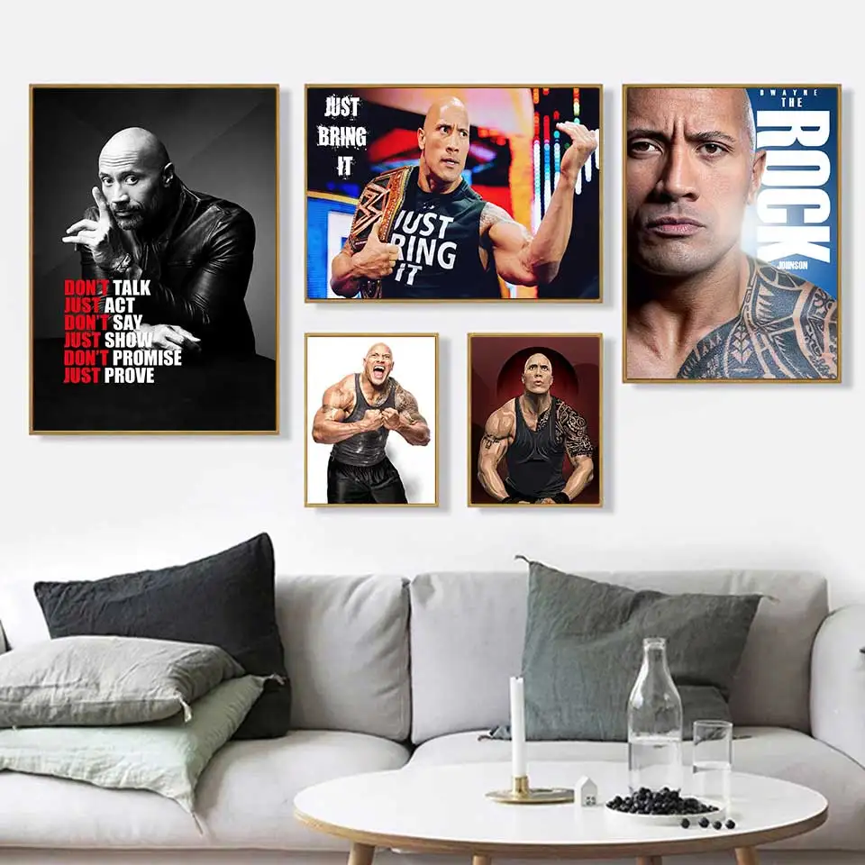 The Rock Dwayne Johnson кино актер Рестлер фитнес настенное искусство домашний декор в